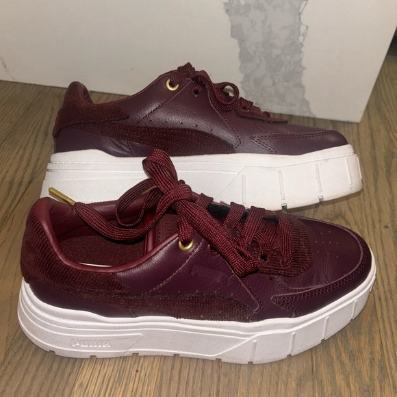 Puma Burgundy Red Mayze Stack Edgy Cord Platform Sneakers women’s size 8 - Picture 9 of 13